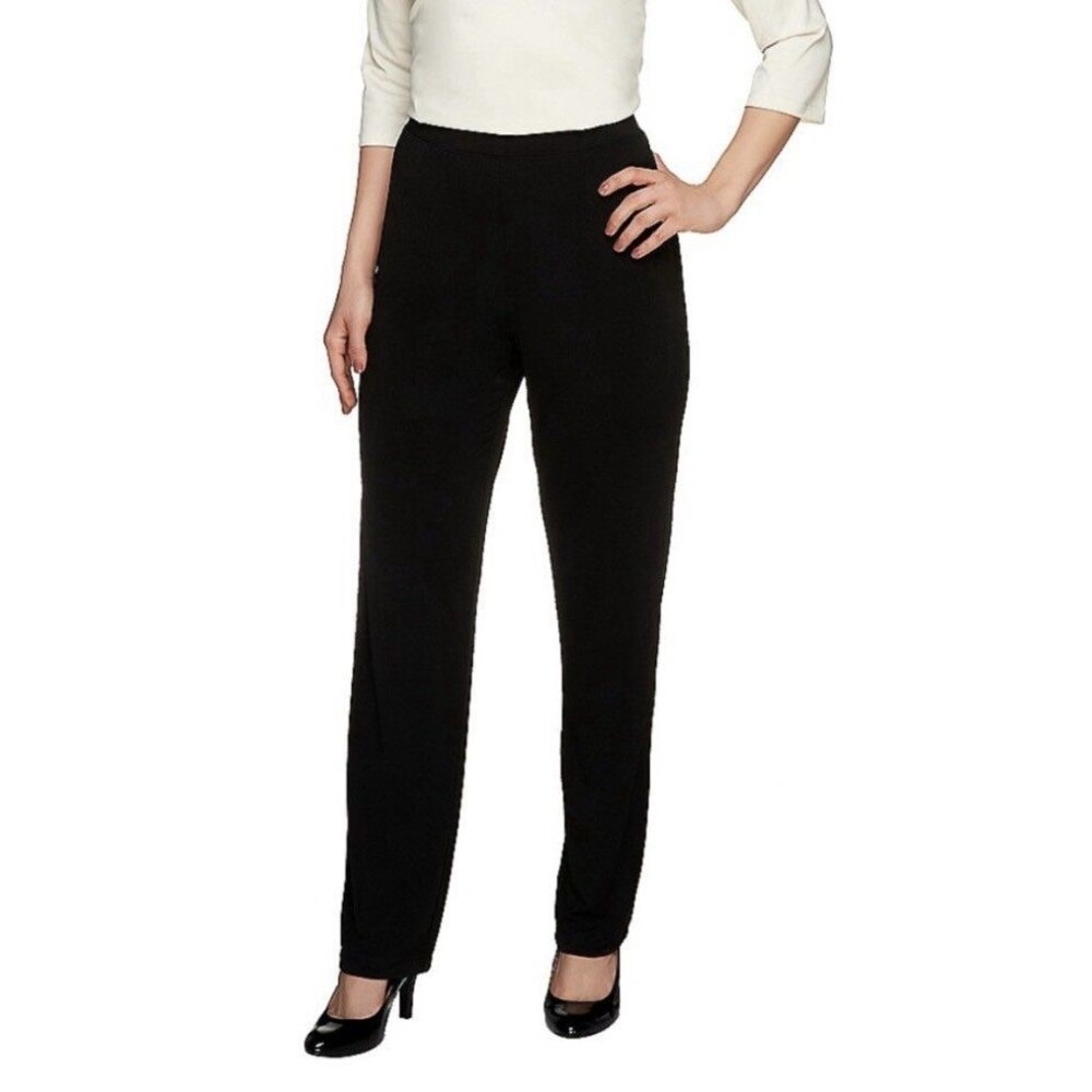 Susan Graver Essentials Liquid Knit Pants, Petite Large Black